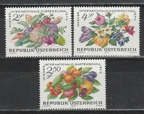 Австрия 1974, Цветы, Фрукты, 3 марки